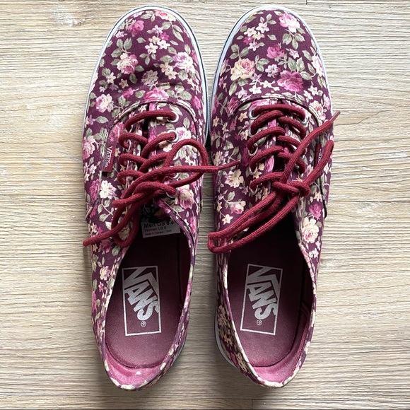 maroon floral vans